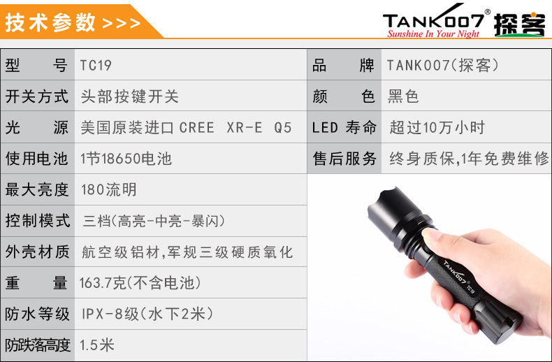選購強光手電筒什么品牌好？探客TANK007手電筒生產(chǎn)廠家